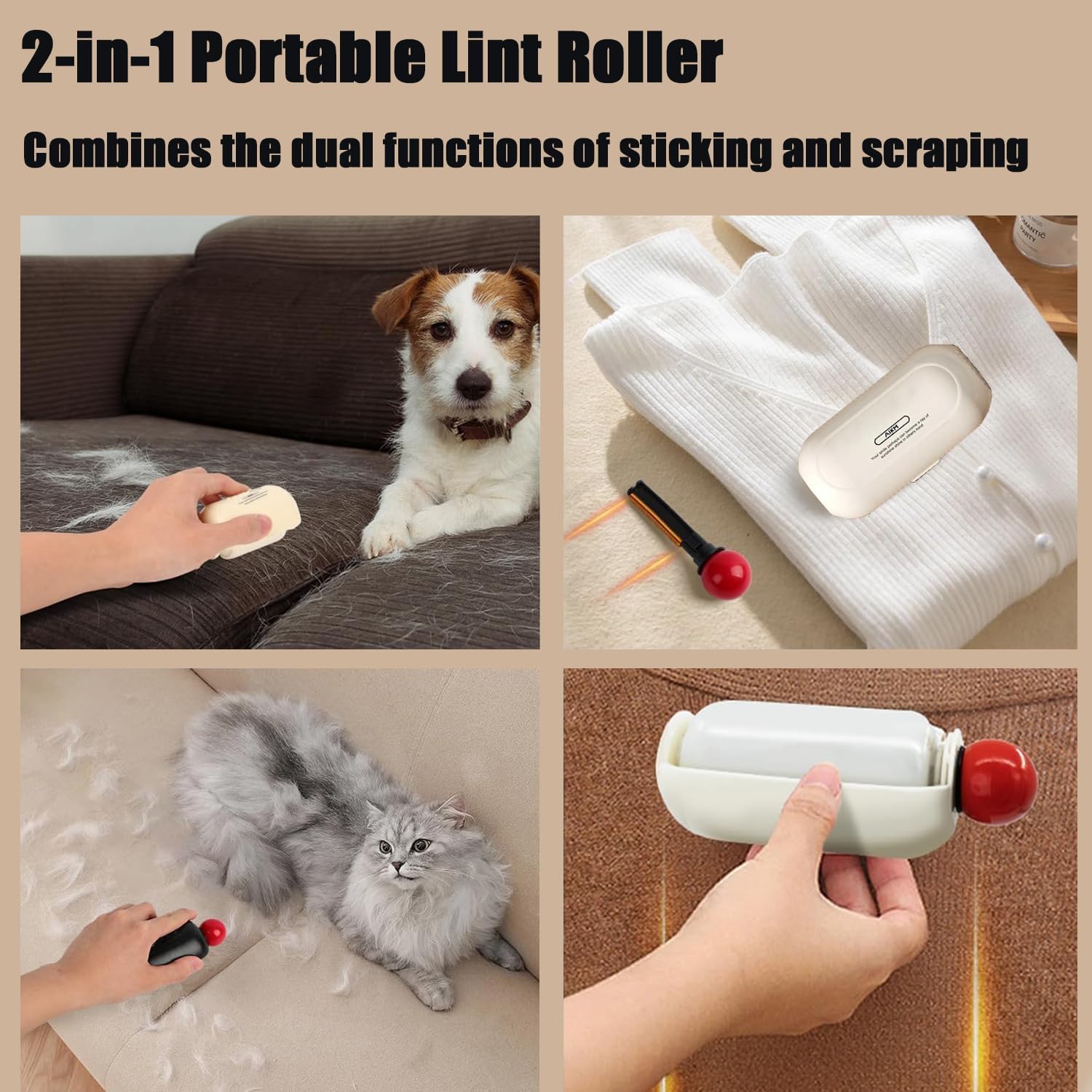 Enjoy Lint Roller, Enjoy Portable Lint Roller, Enjoy Sticky Roller, 2 In1 Washable Lint Remover, Ball for Clothes, Furniture, Dog & Cat Hair, Reusable Mini Lint Roller Pet Hair Remover(Black)